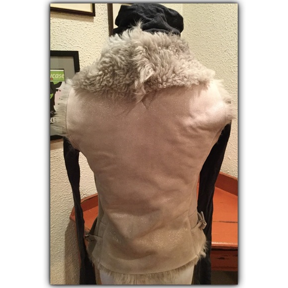 Faith Connexion Glitter Suede & Curly lamb Vest - Picture 3 of 6